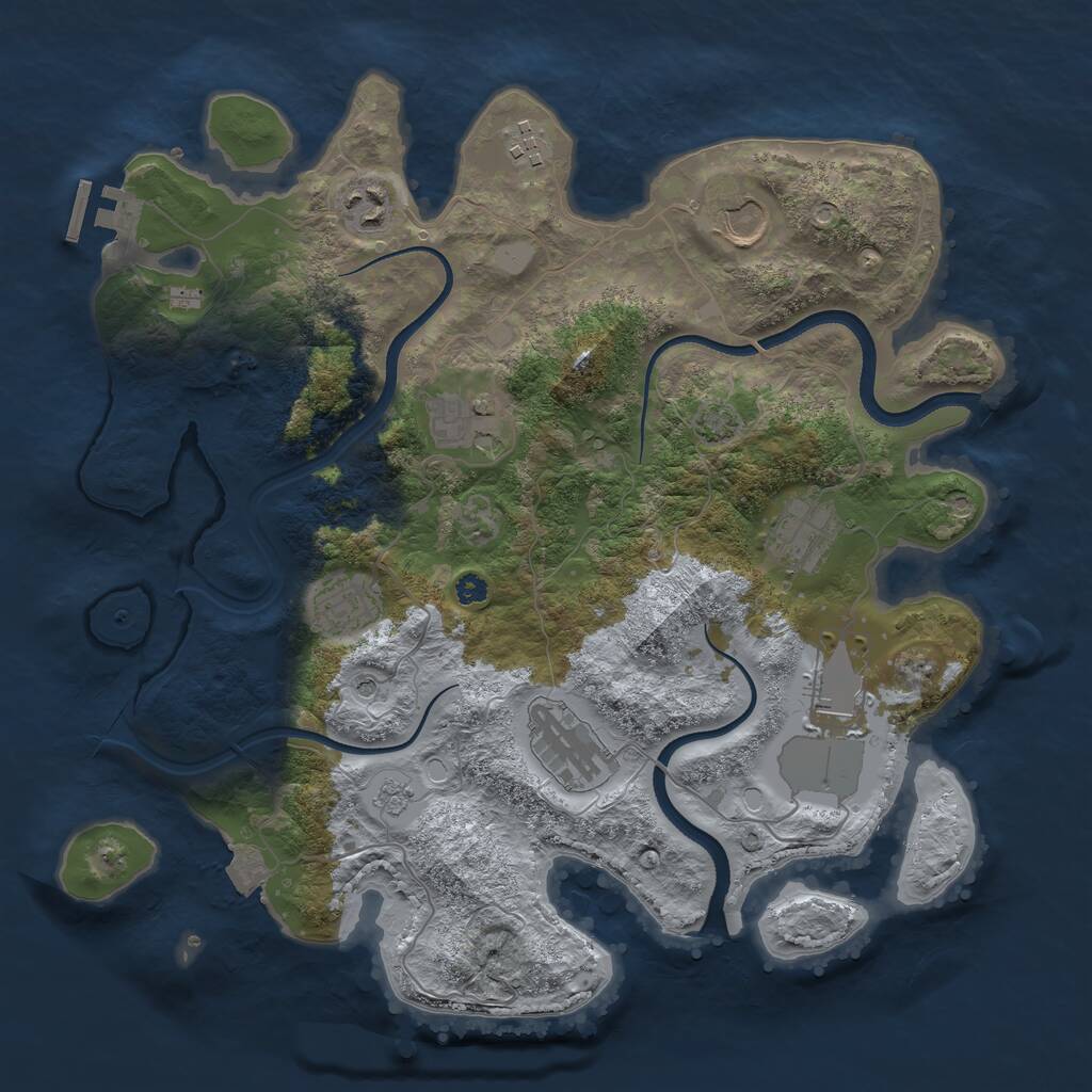 Rust Map: Procedural Map, Size: 3500, Seed: 1340707258, 13 Monuments