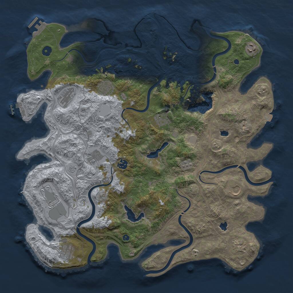 Rust Map: Procedural Map, Size: 4500, Seed: 650901360, 17 Monuments