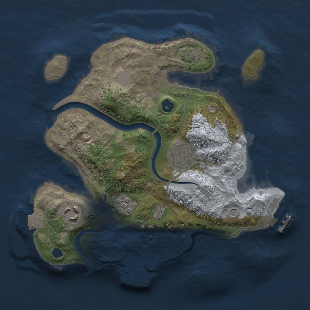 Rust Map: Procedural Map, Size: 2500, Seed: 1151836916, 8 Monuments