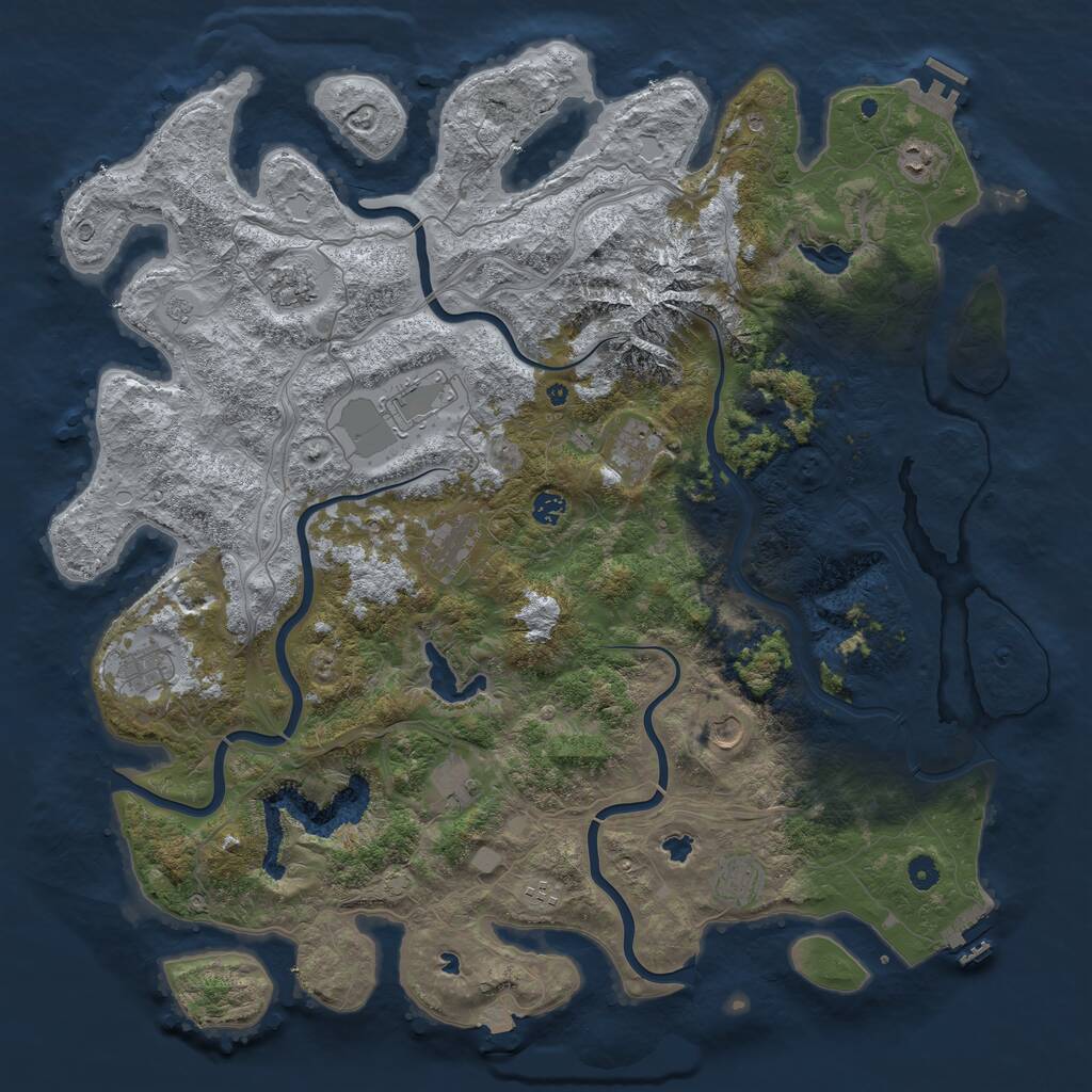 Rust Map: Procedural Map, Size: 5000, Seed: 911558398, 17 Monuments
