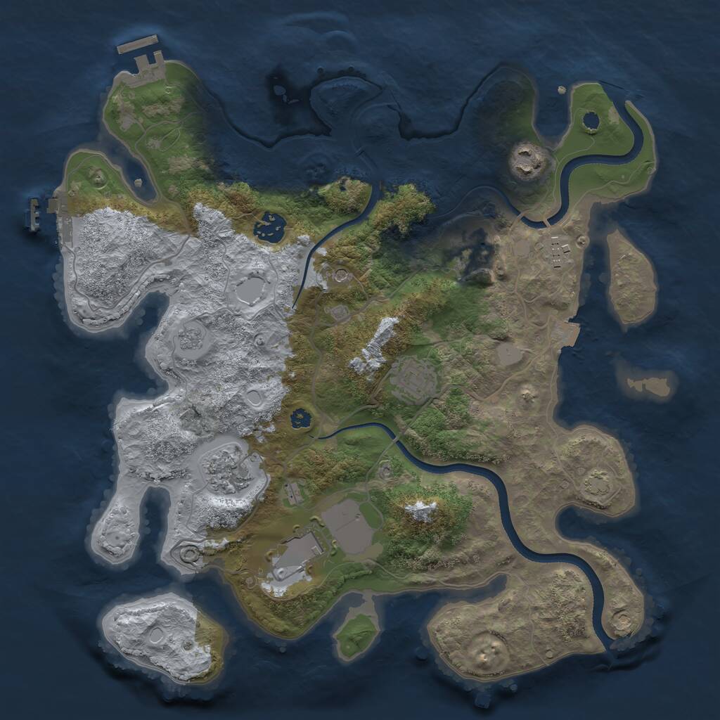 Rust Map: Procedural Map, Size: 3500, Seed: 1008367472, 13 Monuments