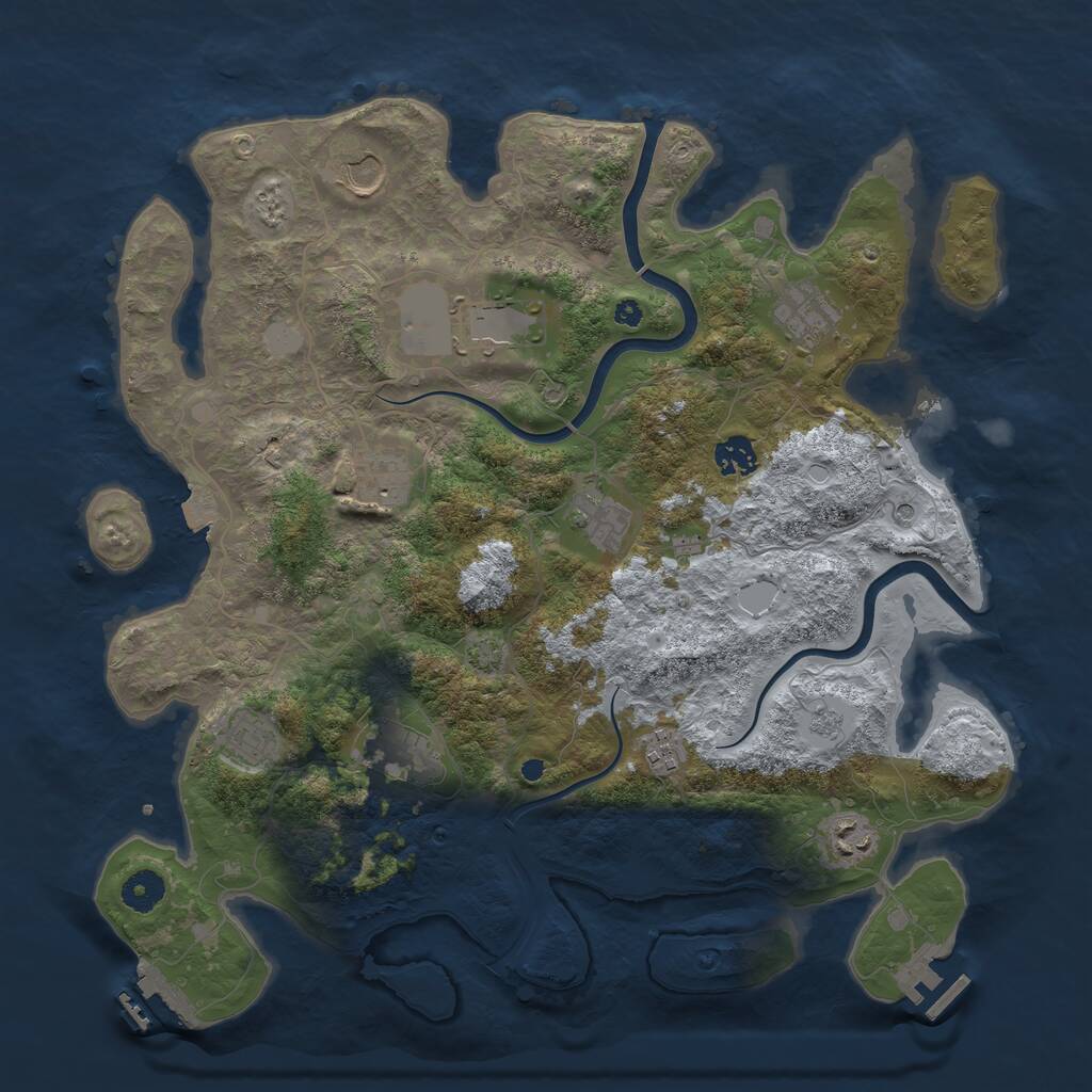 Rust Map: Procedural Map, Size: 3950, Seed: 45000, 16 Monuments