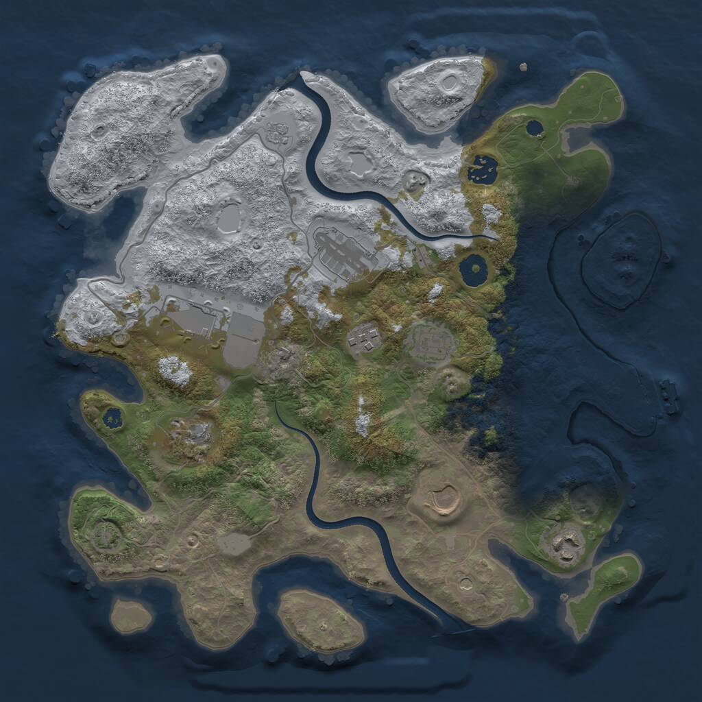 Rust Map: Procedural Map, Size: 3500, Seed: 1901949189, 13 Monuments