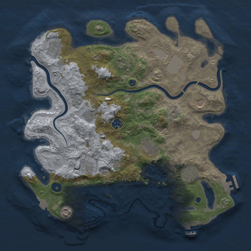 Rust Map: Procedural Map, Size: 3750, Seed: 641718505, 17 Monuments