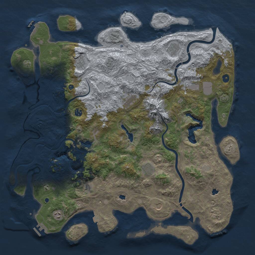 Rust Map: Procedural Map, Size: 5000, Seed: 513248343, 17 Monuments