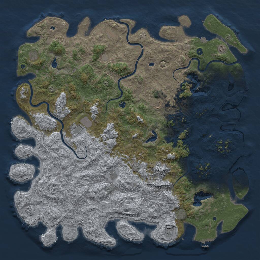 Rust Map: Procedural Map, Size: 6000, Seed: 449036115, 17 Monuments