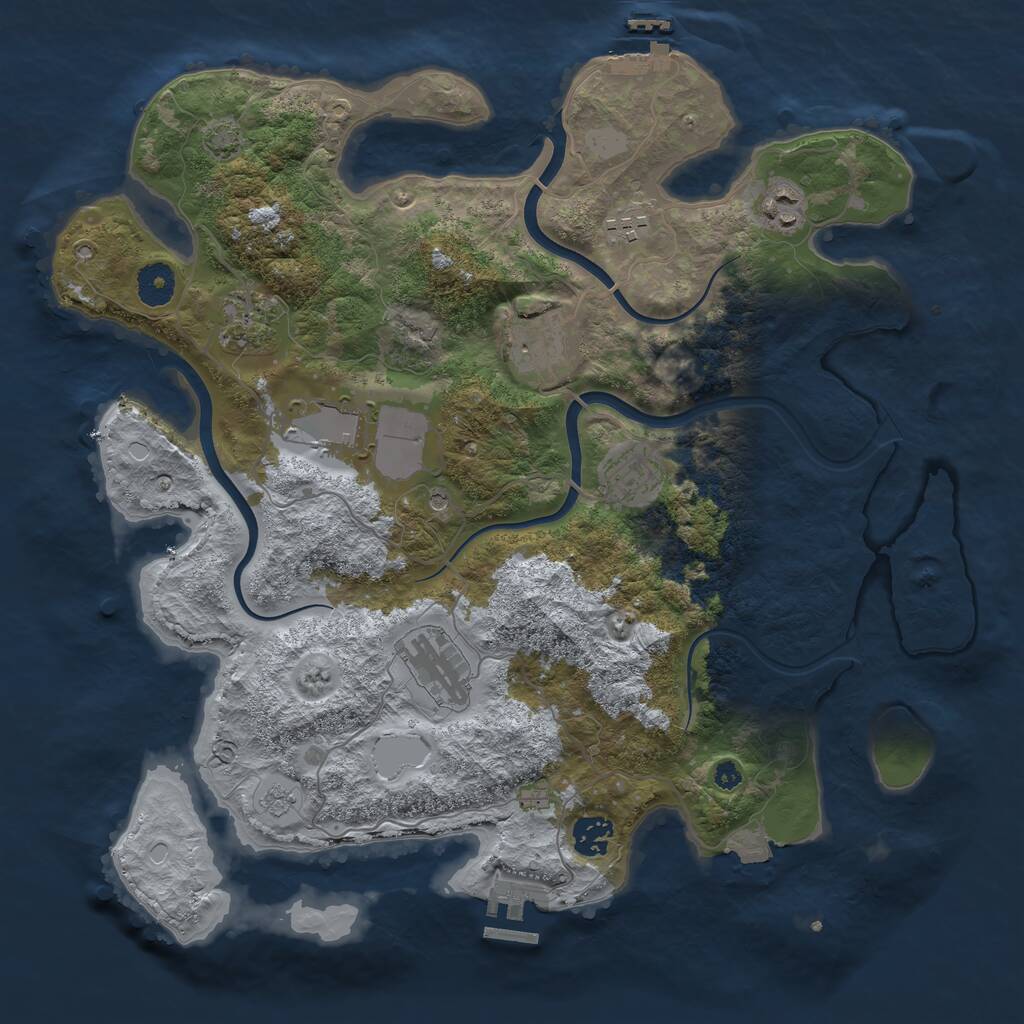 Rust Map: Procedural Map, Size: 3750, Seed: 1660995727, 14 Monuments