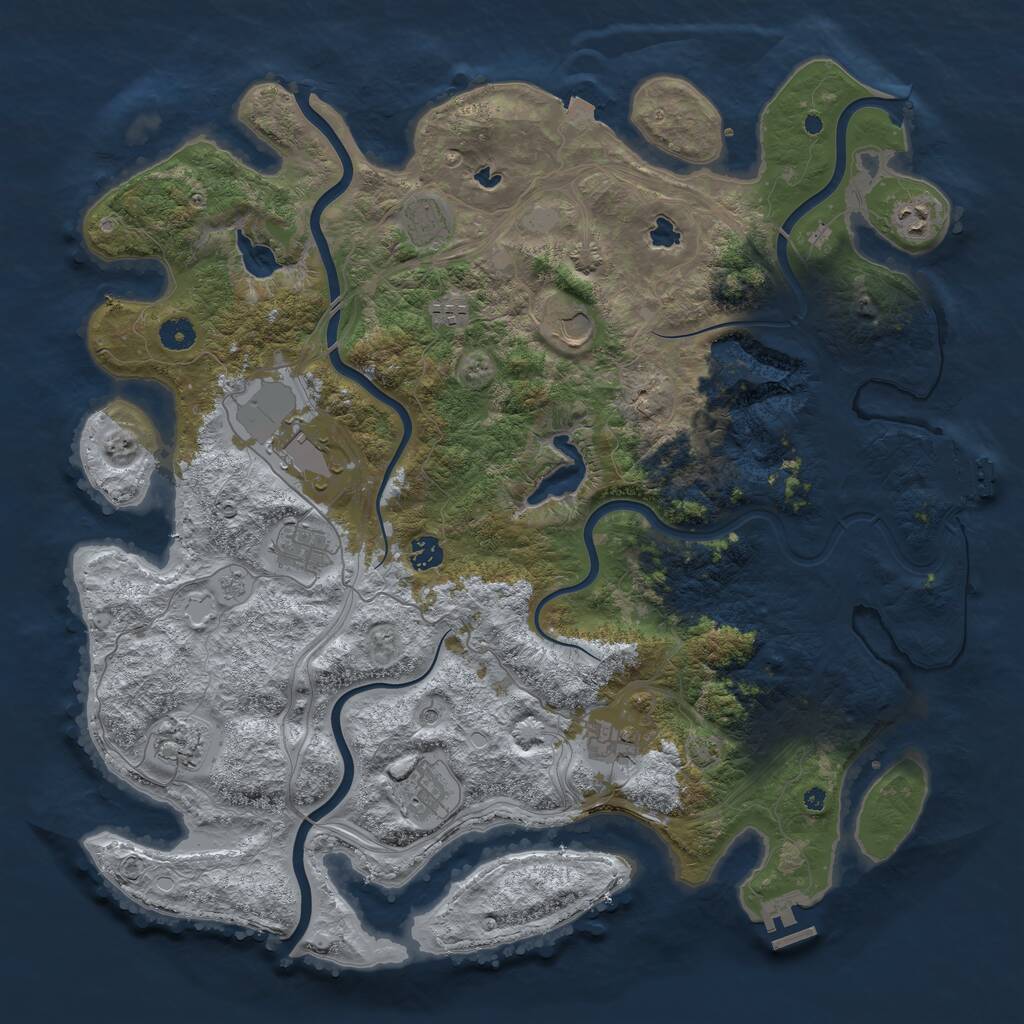 Rust Map: Procedural Map, Size: 4500, Seed: 1380199606, 16 Monuments