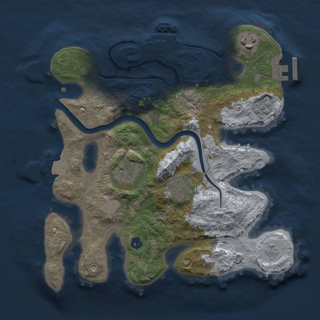 Rust Map: Procedural Map, Size: 2750, Seed: 19415, 9 Monuments