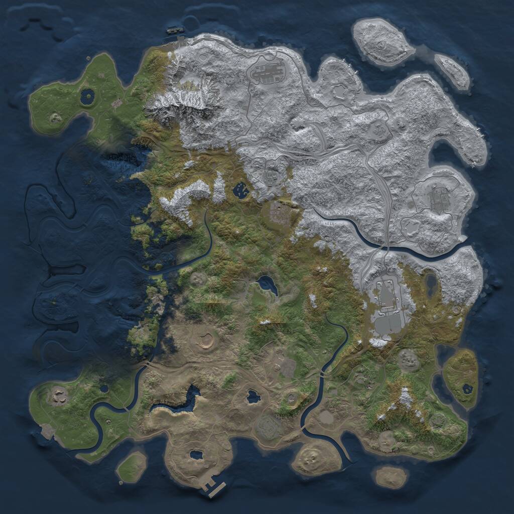Rust Map: Procedural Map, Size: 5000, Seed: 1637178586, 17 Monuments