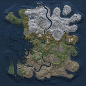 Thumbnail Rust Map: Procedural Map, Size: 3500, Seed: 1679446195, 15 Monuments