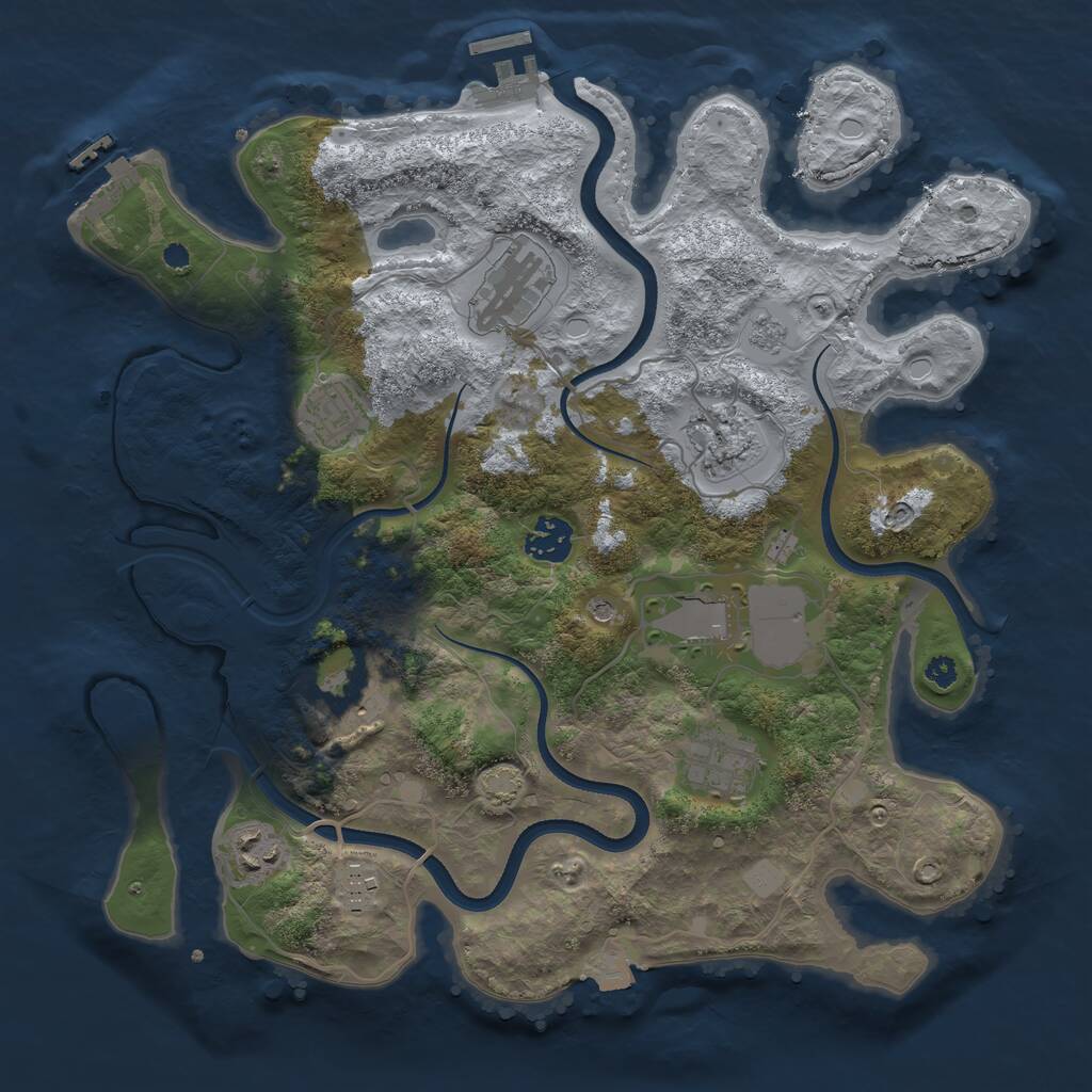 Rust Map: Procedural Map, Size: 3500, Seed: 1679446195, 15 Monuments
