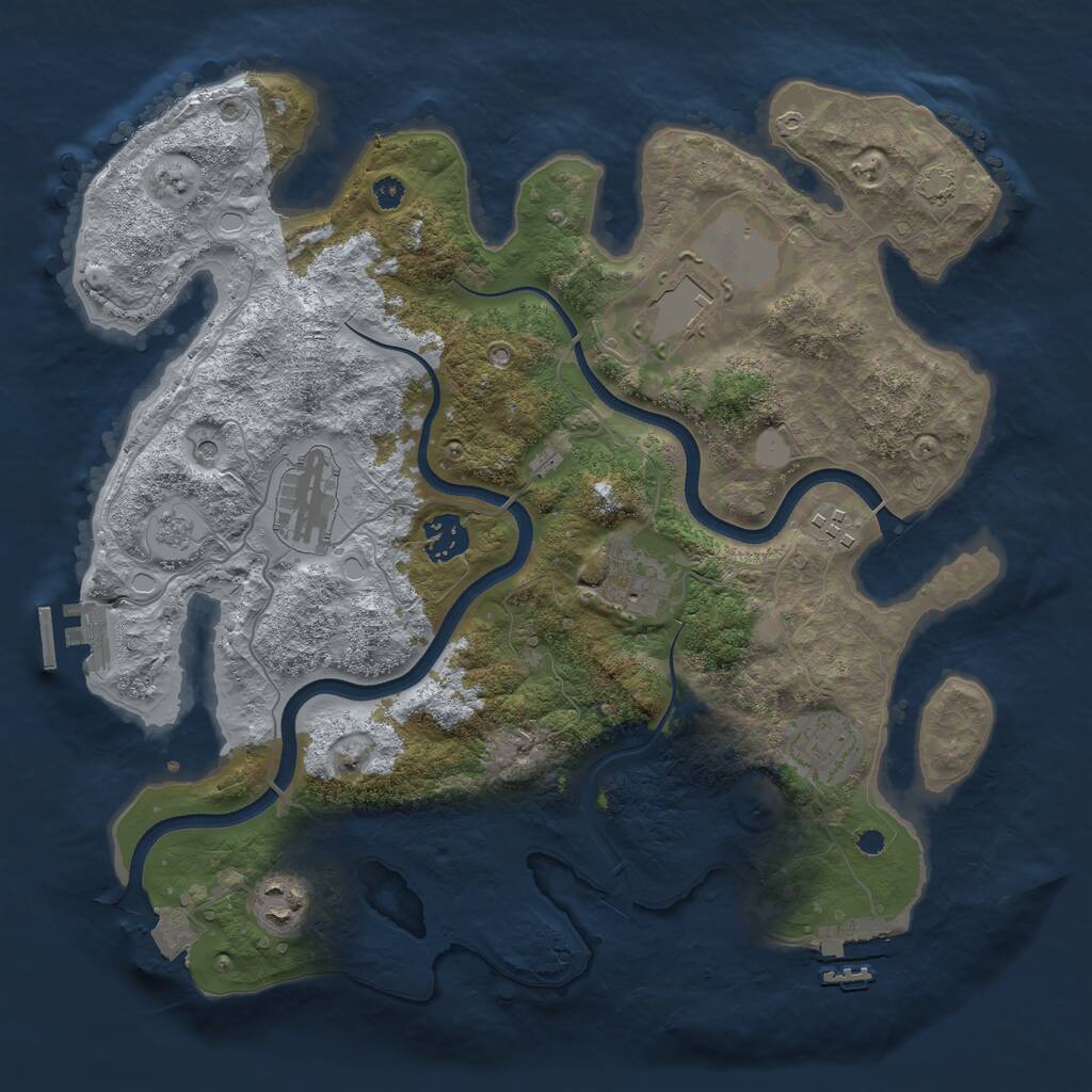 Rust Map: Procedural Map, Size: 3500, Seed: 69267583, 13 Monuments