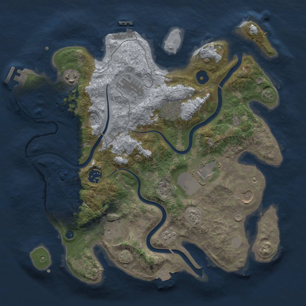 Rust Map: Procedural Map, Size: 3500, Seed: 1027246899, 13 Monuments