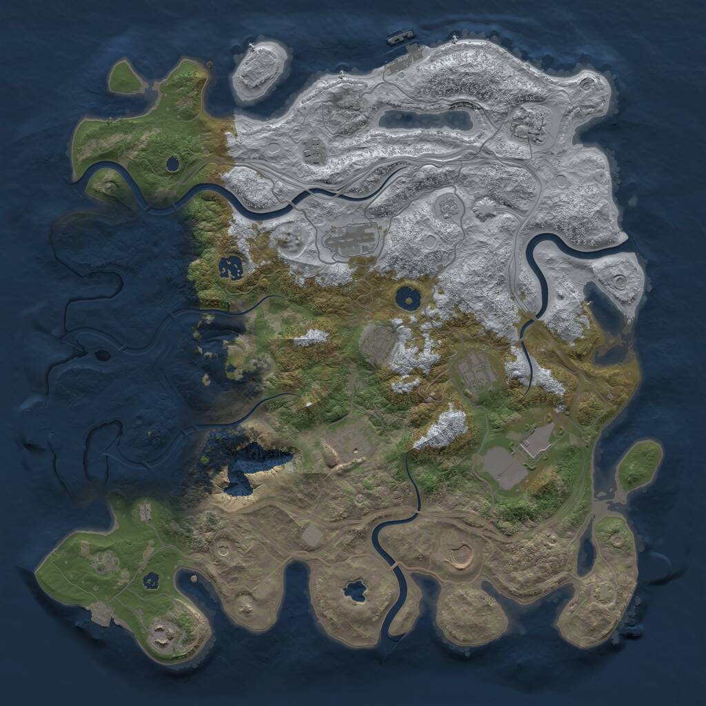 Rust Map: Procedural Map, Size: 4250, Seed: 1036792609, 16 Monuments
