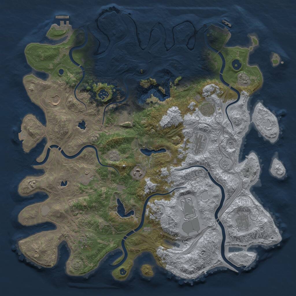 Rust Map: Procedural Map, Size: 4500, Seed: 763209949, 17 Monuments