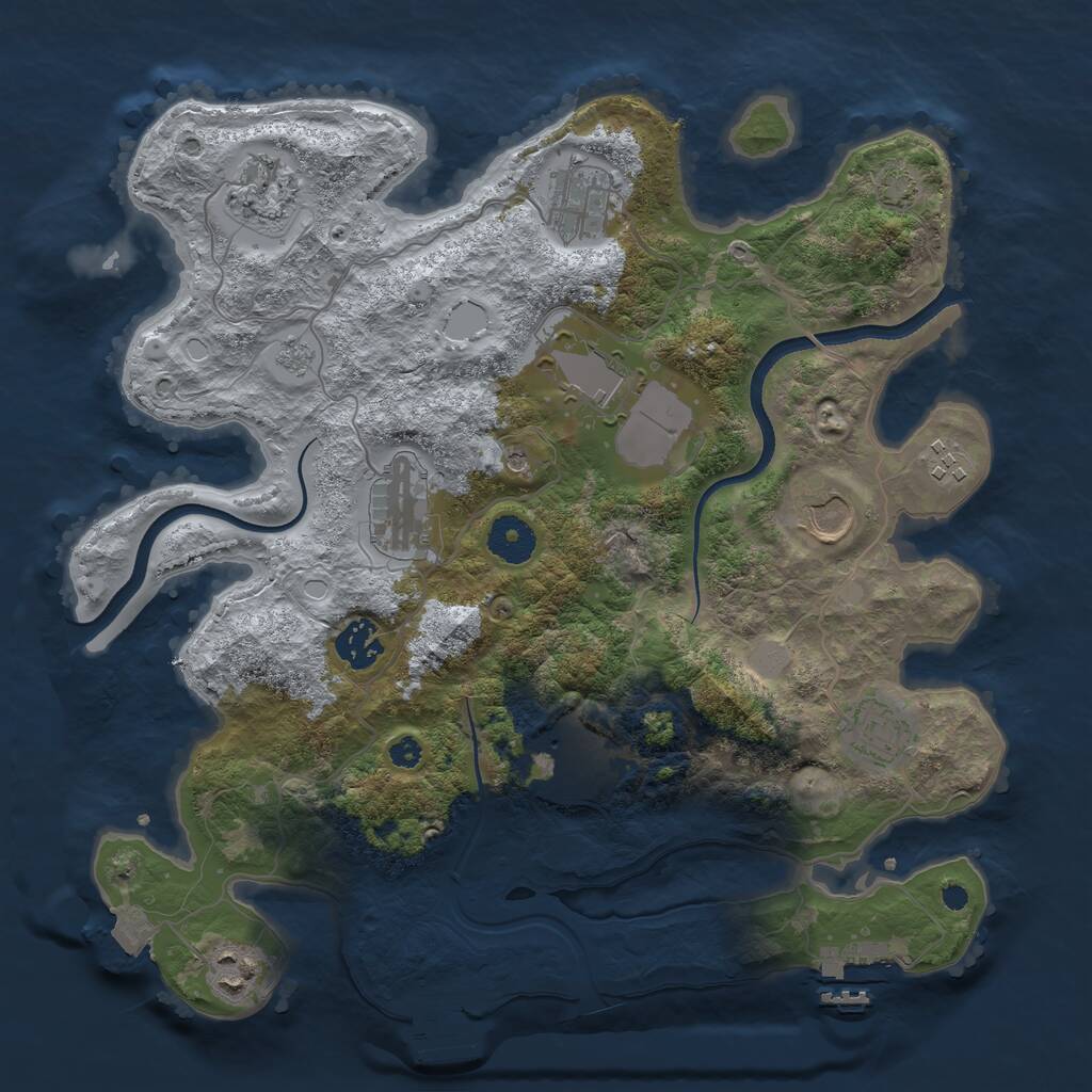 Rust Map: Procedural Map, Size: 3500, Seed: 449992144, 16 Monuments