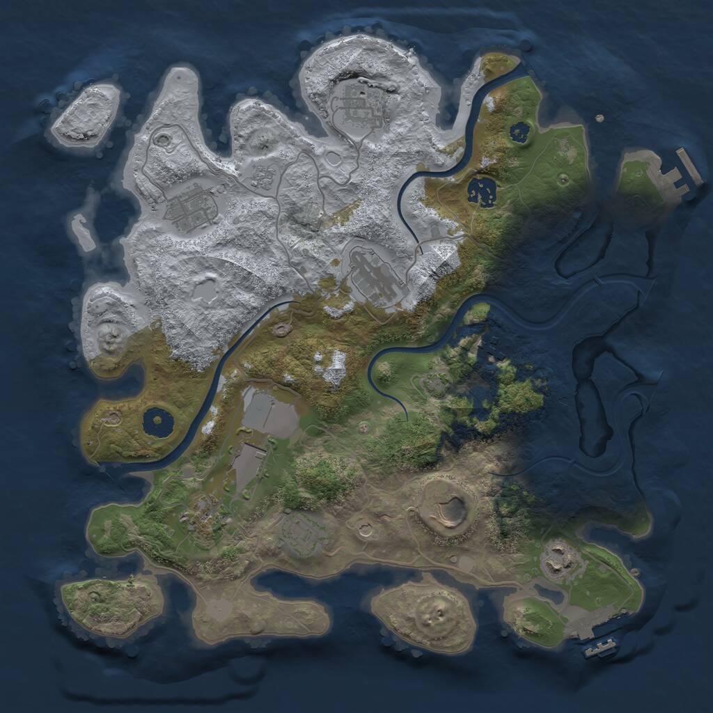 Rust Map: Procedural Map, Size: 3500, Seed: 506552154, 16 Monuments
