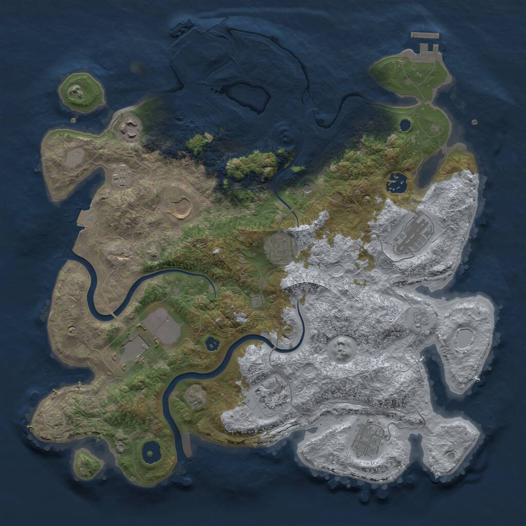 Rust Map: Procedural Map, Size: 3750, Seed: 1007706400, 15 Monuments