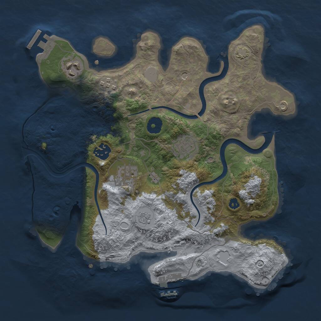 Rust Map: Procedural Map, Size: 3000, Seed: 1074264987, 11 Monuments