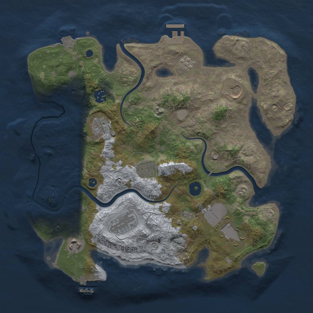 Rust Map: Procedural Map, Size: 3500, Seed: 233883811, 13 Monuments
