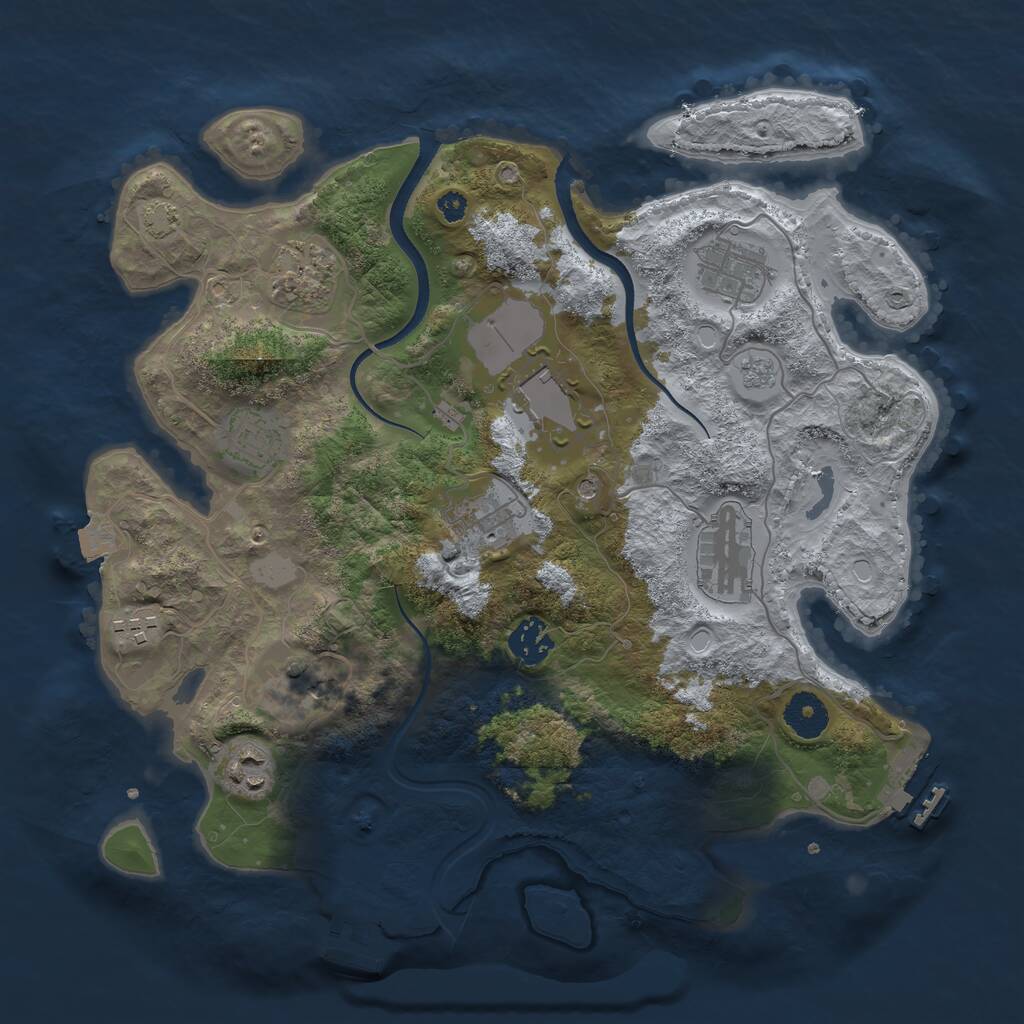 Rust Map: Procedural Map, Size: 3500, Seed: 919799742, 16 Monuments