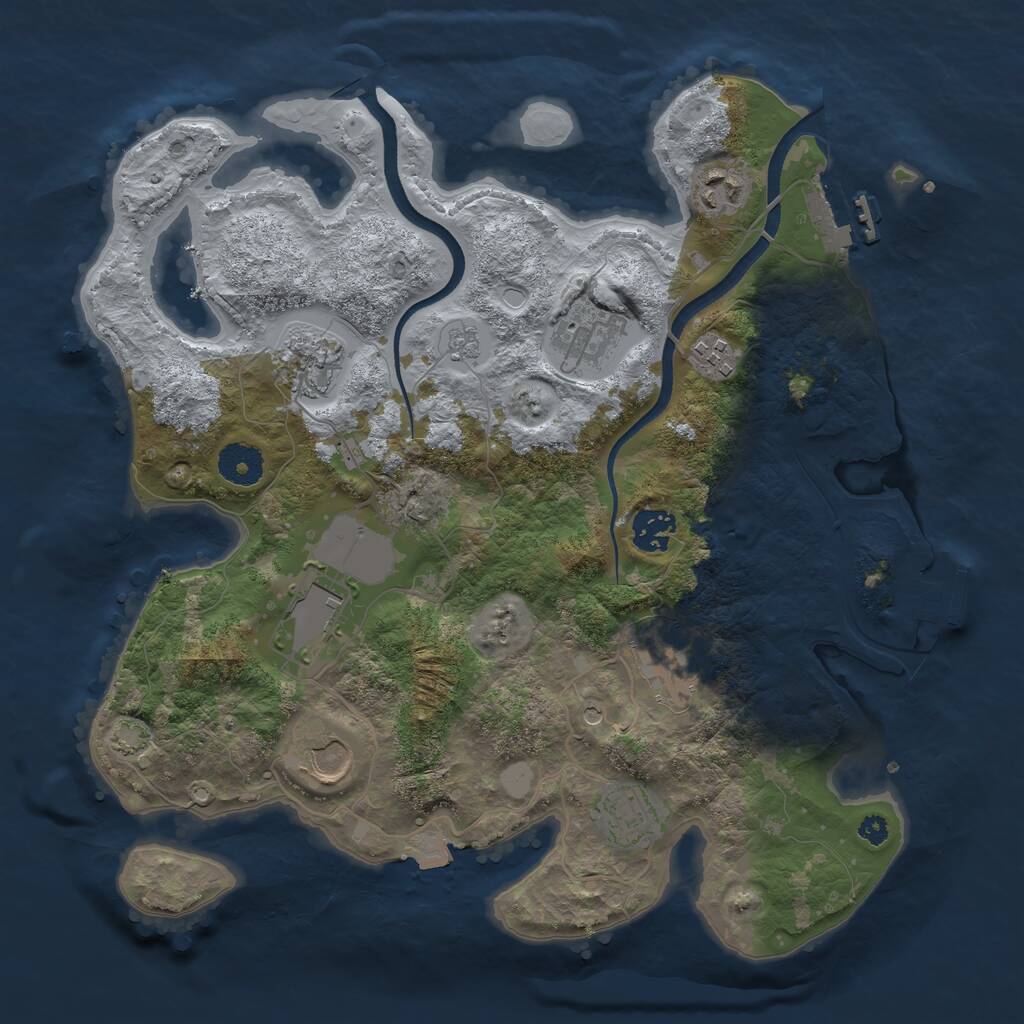 Rust Map: Procedural Map, Size: 3500, Seed: 244197632, 15 Monuments