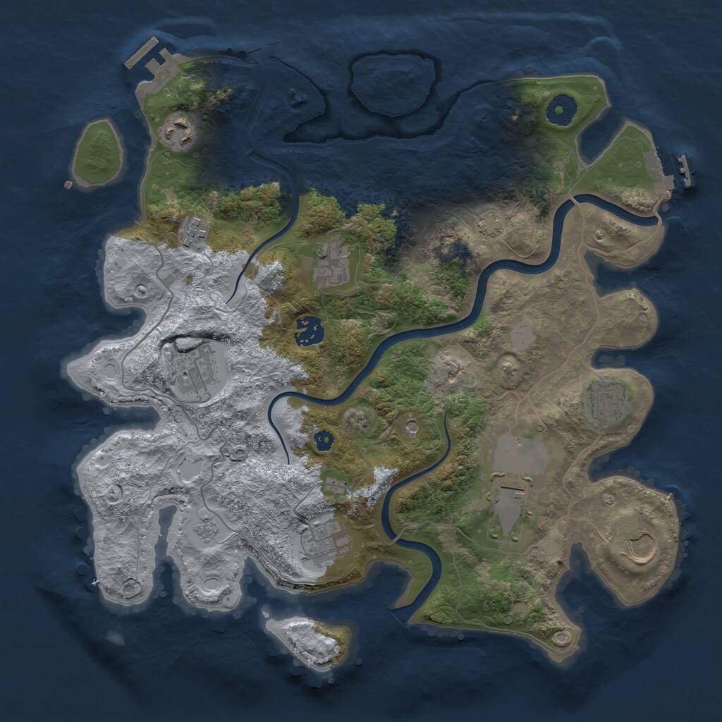 Rust Map: Procedural Map, Size: 3550, Seed: 605660251, 15 Monuments