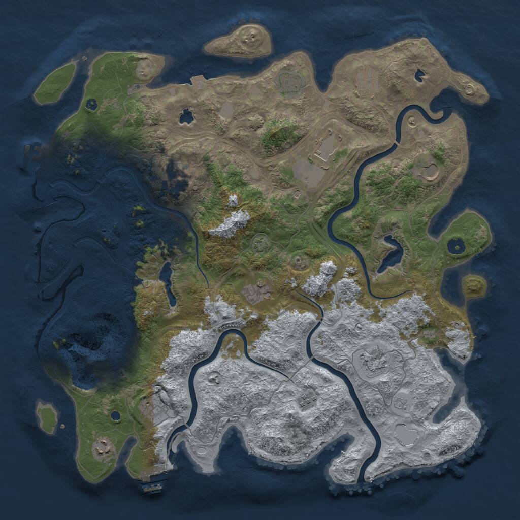 Rust Map: Procedural Map, Size: 4500, Seed: 77144461, 16 Monuments