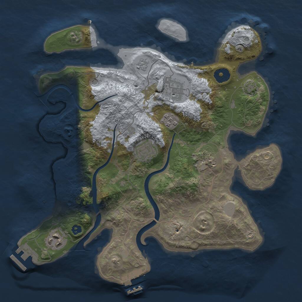 Rust Map: Procedural Map, Size: 3000, Seed: 1242645758, 11 Monuments