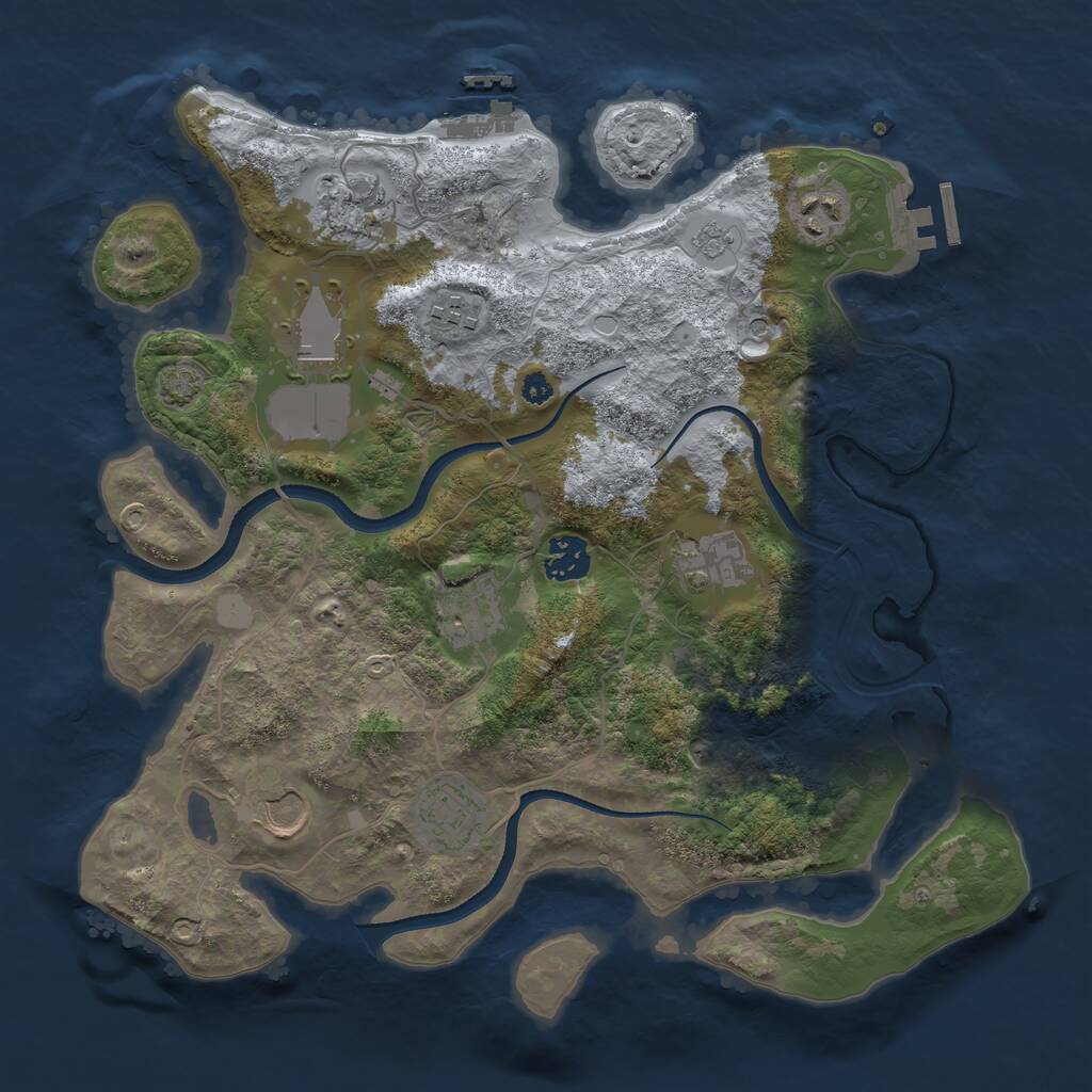 Rust Map: Procedural Map, Size: 3500, Seed: 294192406, 15 Monuments