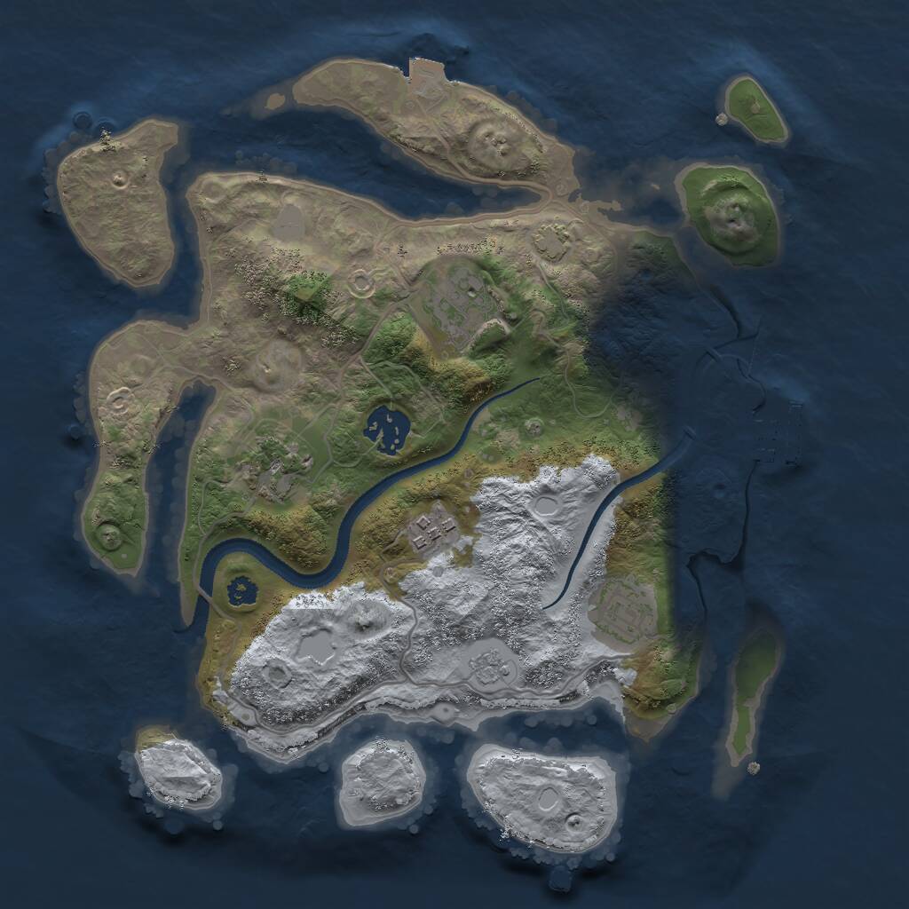 Rust Map: Procedural Map, Size: 3000, Seed: 2048756813, 9 Monuments
