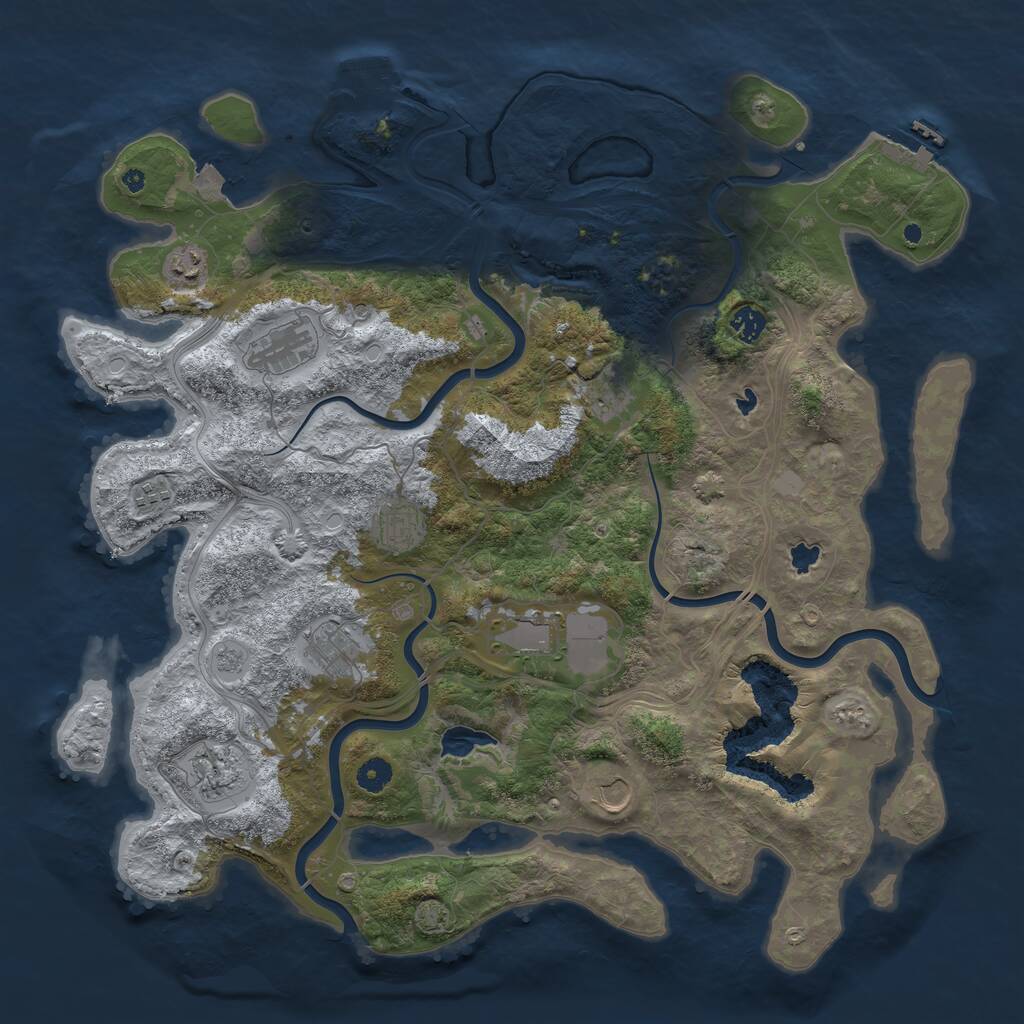 Rust Map: Procedural Map, Size: 4500, Seed: 675569442, 16 Monuments