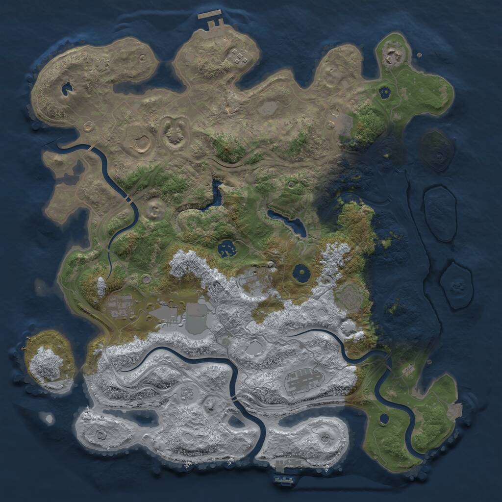 Rust Map: Procedural Map, Size: 4250, Seed: 1201579187, 16 Monuments