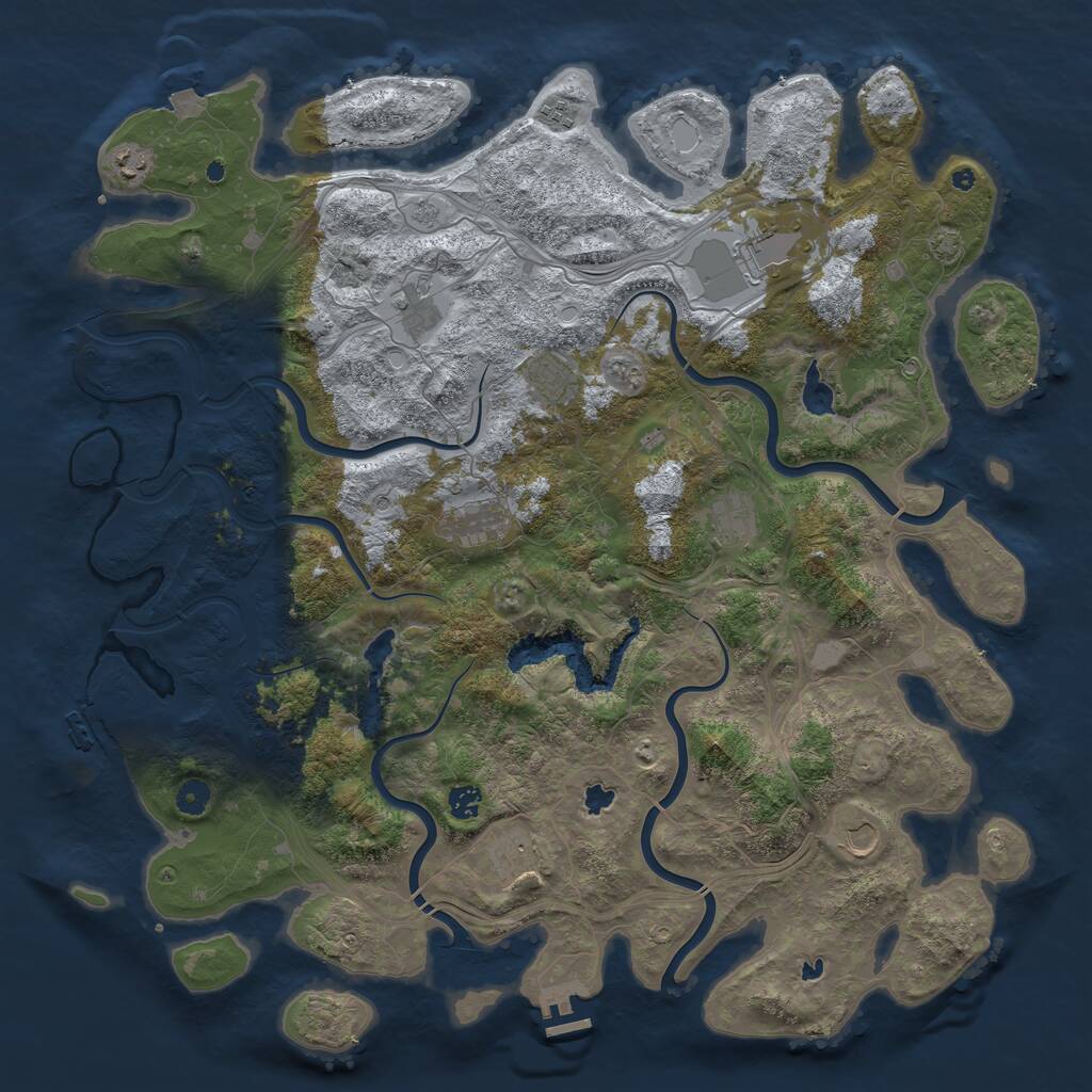 Rust Map: Procedural Map, Size: 4800, Seed: 1139554601, 16 Monuments