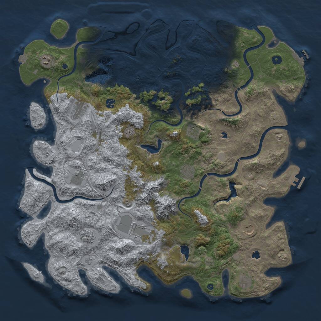 Rust Map: Procedural Map, Size: 5000, Seed: 1349576, 17 Monuments