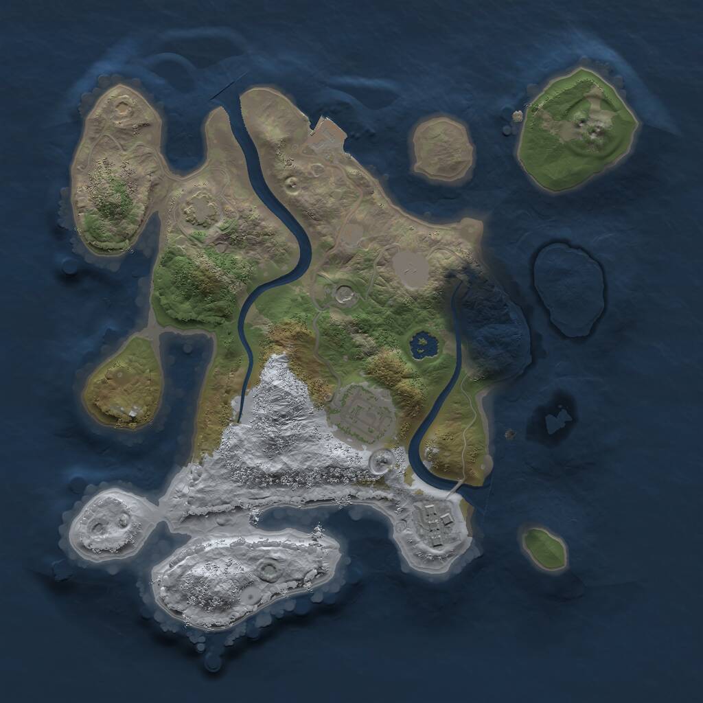 Rust Map: Procedural Map, Size: 2500, Seed: 1822501146, 5 Monuments