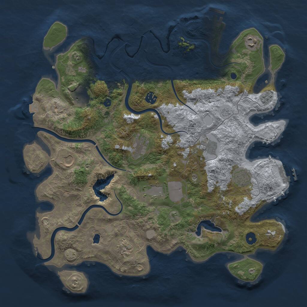Rust Map: Procedural Map, Size: 4000, Seed: 478989956, 16 Monuments