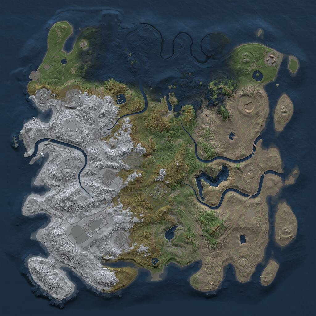 Rust Map: Procedural Map, Size: 4500, Seed: 1986558641, 16 Monuments