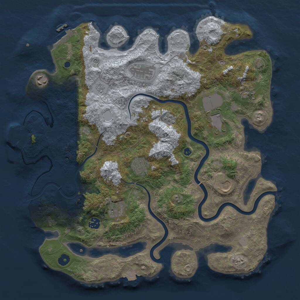 Rust Map: Procedural Map, Size: 3950, Seed: 45001, 15 Monuments