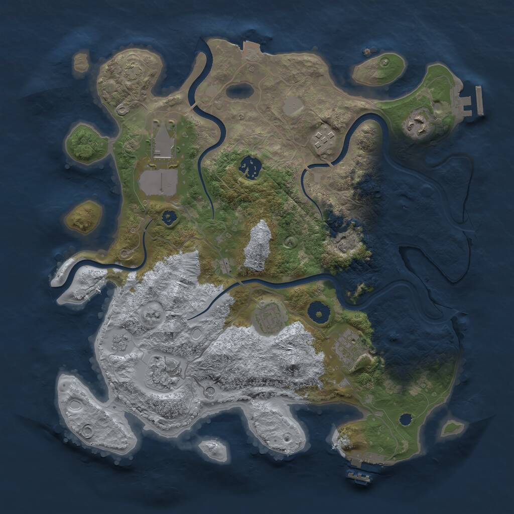 Rust Map: Procedural Map, Size: 3500, Seed: 1659028977, 13 Monuments