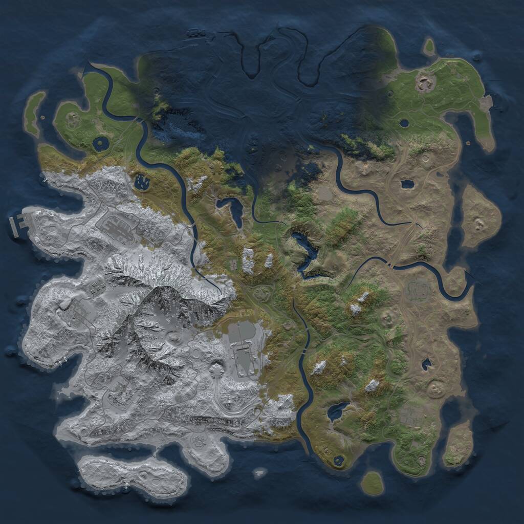 Rust Map: Procedural Map, Size: 5000, Seed: 2037033317, 16 Monuments