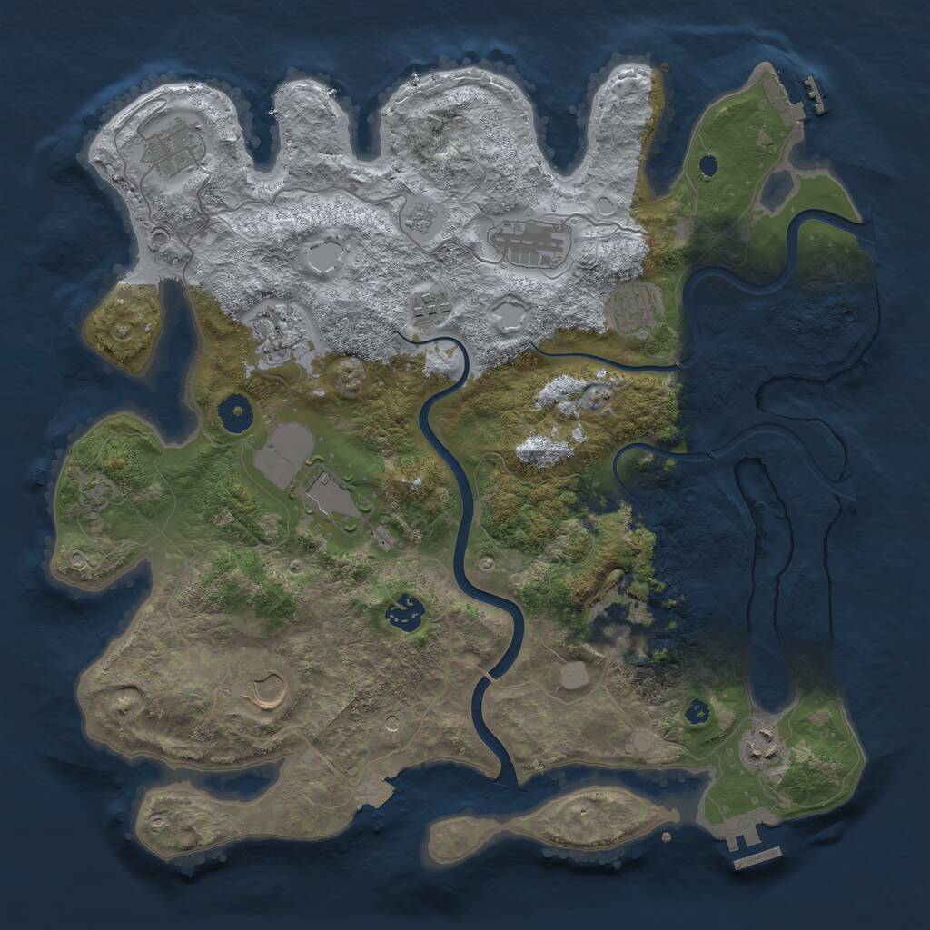 Rust Map: Procedural Map, Size: 3850, Seed: 1953447936, 16 Monuments