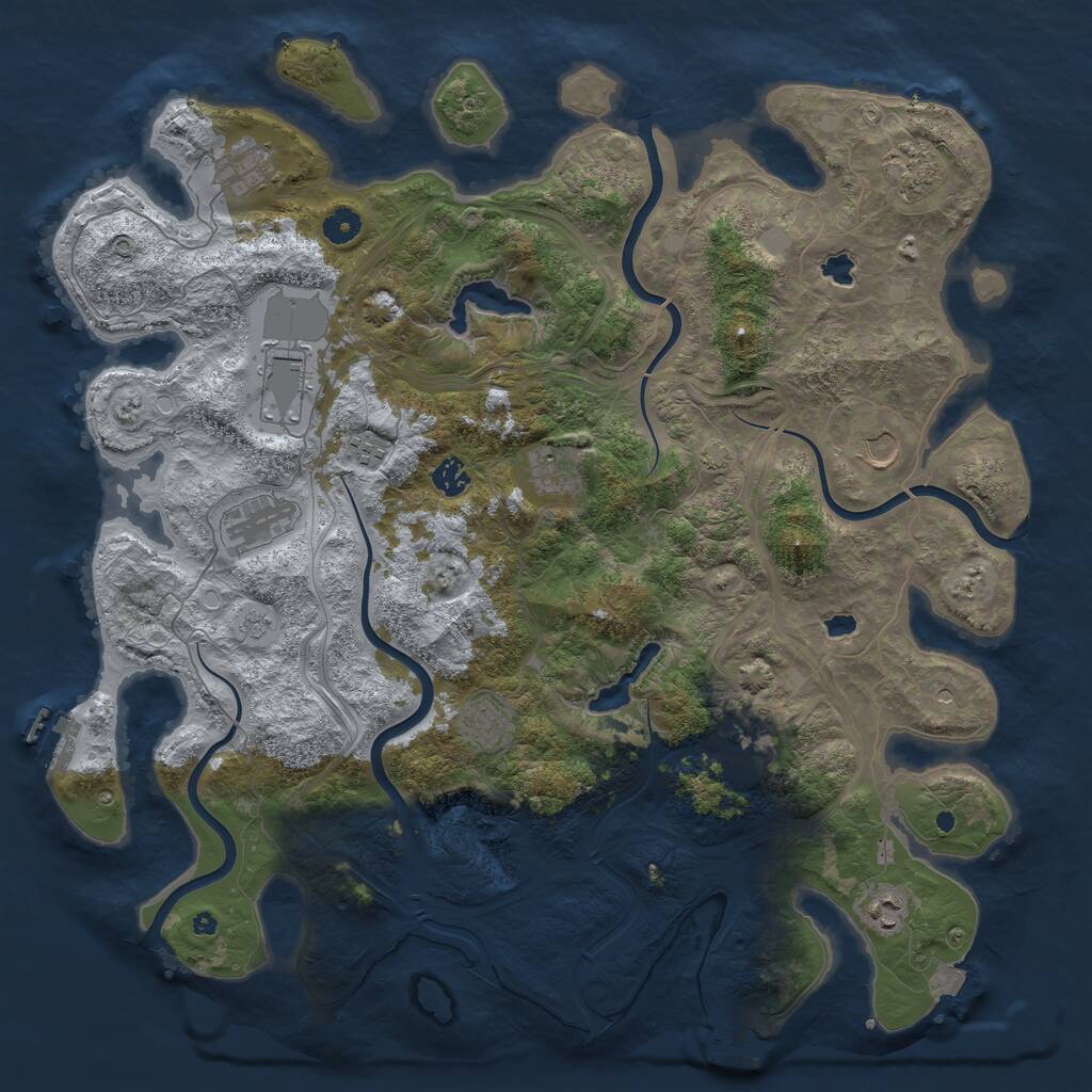 Rust Map: Procedural Map, Size: 4500, Seed: 37686366, 17 Monuments