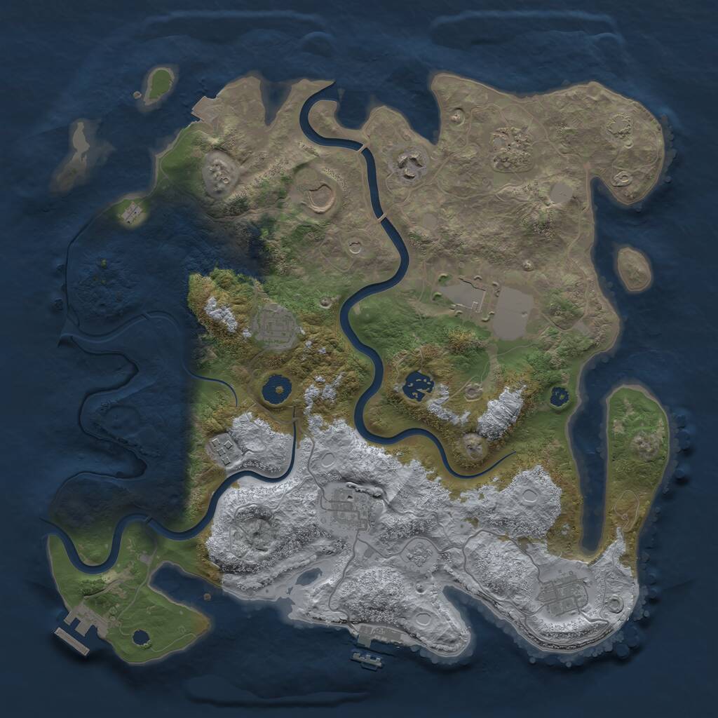 Rust Map: Procedural Map, Size: 3750, Seed: 15305, 15 Monuments