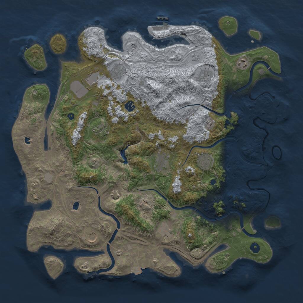 Rust Map: Procedural Map, Size: 4500, Seed: 3644, 17 Monuments
