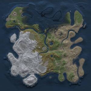 Thumbnail Rust Map: Procedural Map, Size: 3600, Seed: 261847058, 14 Monuments