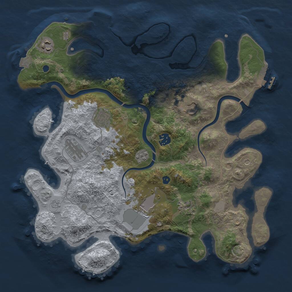 Rust Map: Procedural Map, Size: 3600, Seed: 261847058, 14 Monuments