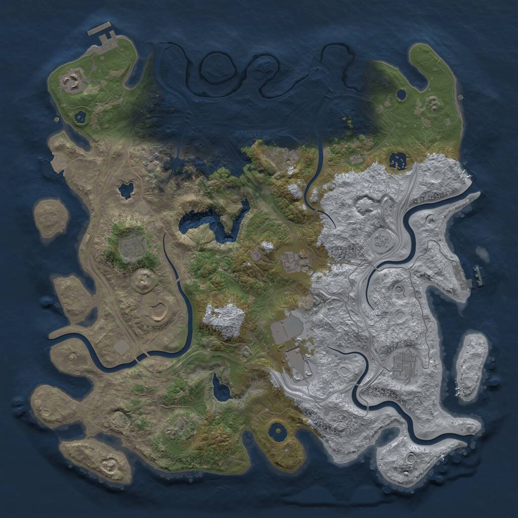 Rust Map: Procedural Map, Size: 4250, Seed: 621363274, 16 Monuments