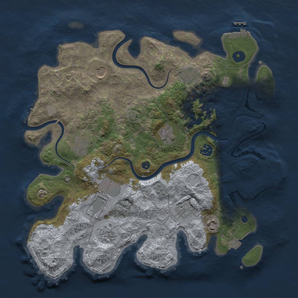 Rust Map: Procedural Map, Size: 3700, Seed: 1102677869, 16 Monuments